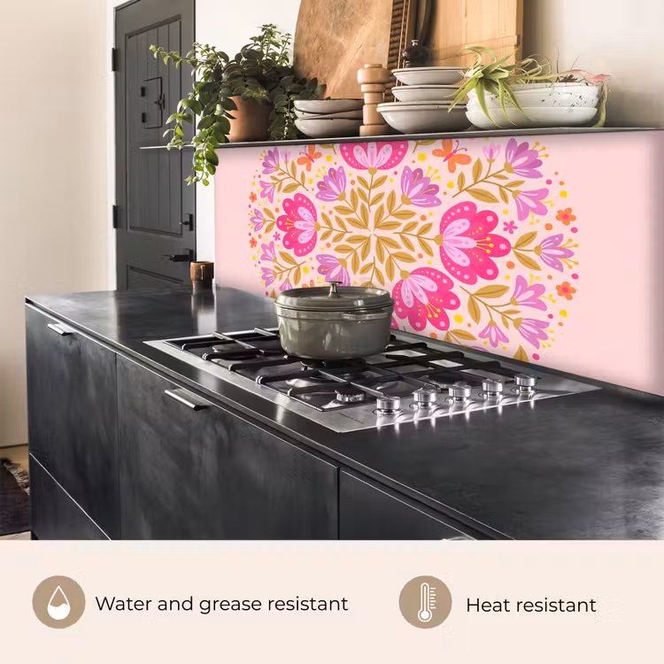 Kitchen splashback - Flowers - Pattern - Nature - Abstract - Pink — 5