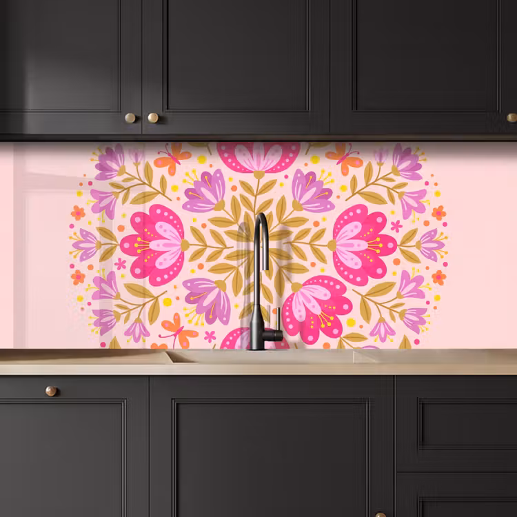 Kitchen splashback - Flowers - Pattern - Nature - Abstract - Pink — 6
