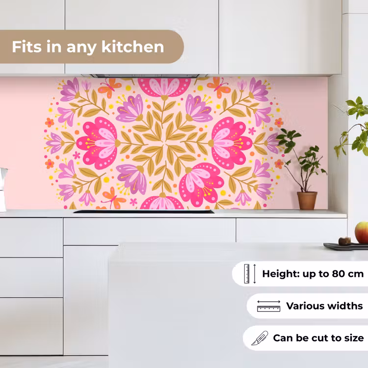 Kitchen splashback - Flowers - Pattern - Nature - Abstract - Pink — 7