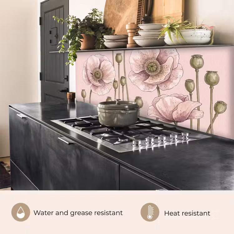 Kitchen splashback - Flowers - Summer - Nature - Watercolor - Pink — 5