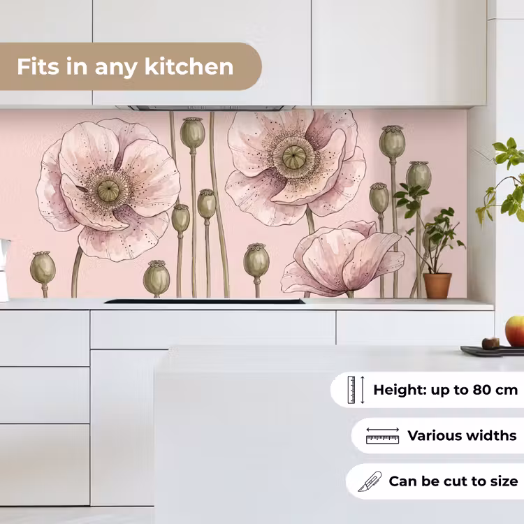 Kitchen splashback - Flowers - Summer - Nature - Watercolor - Pink — 7