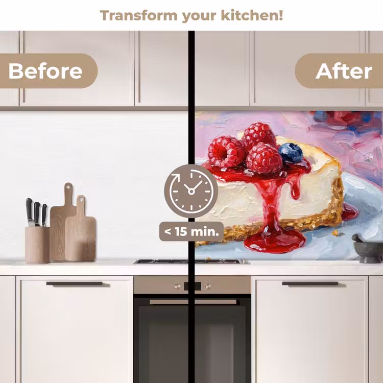 Kitchen splashback - Food - Cheesecake - Berries - Abstract - Pink — 3