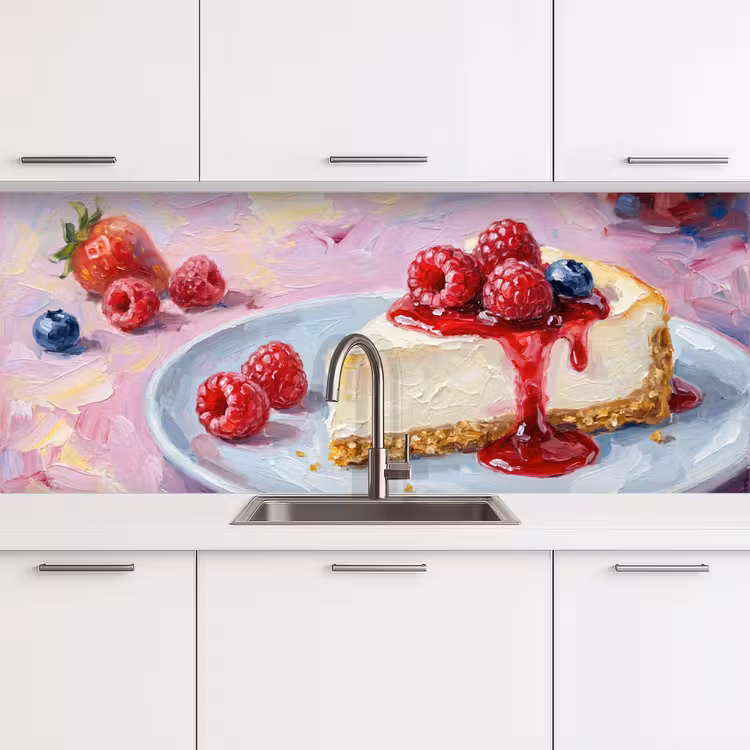 Kitchen splashback - Food - Cheesecake - Berries - Abstract - Pink — 4