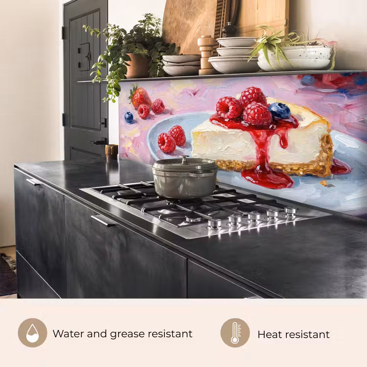 Kitchen splashback - Food - Cheesecake - Berries - Abstract - Pink — 5