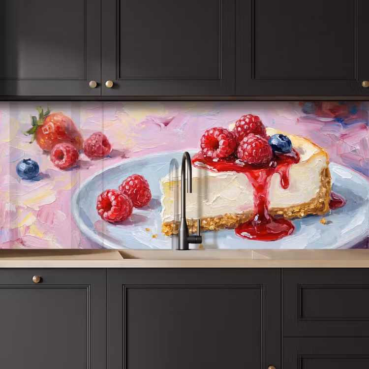 Kitchen splashback - Food - Cheesecake - Berries - Abstract - Pink — 6