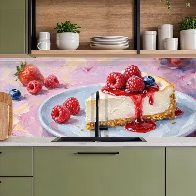 Kitchen splashback - Food - Cheesecake - Berries - Abstract - Pink — 8