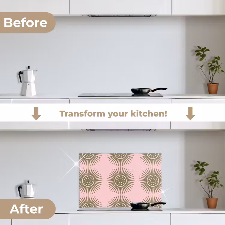 Kitchen splashback for hob - Flowers - Pattern - Abstract - Pink - Green — 7