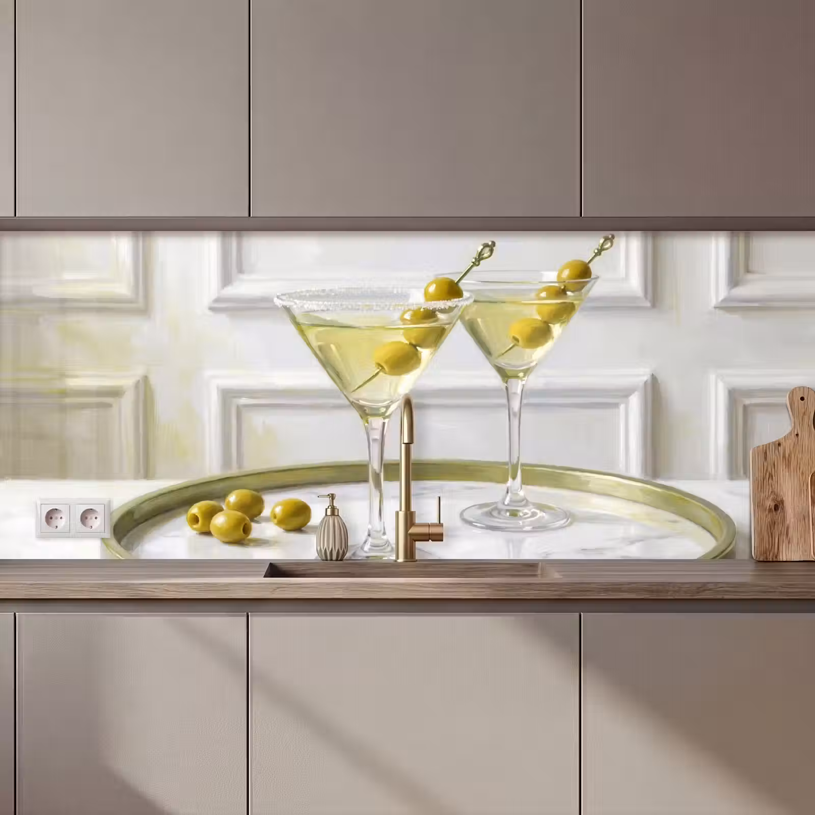 Kitchen splashback - Drinks - Martini - Olives - Modern - White — 1