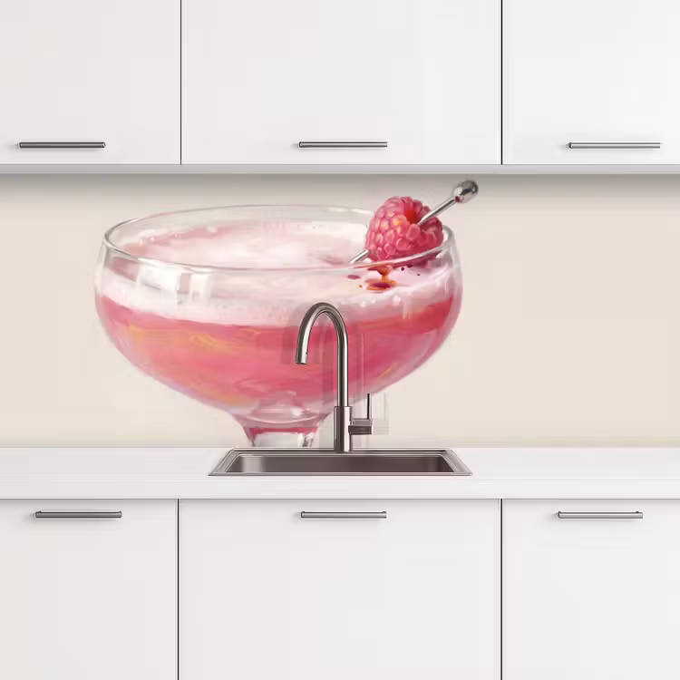 Kitchen splashback - Cocktail - Raspberry - Drink - Modern - Pink — 4