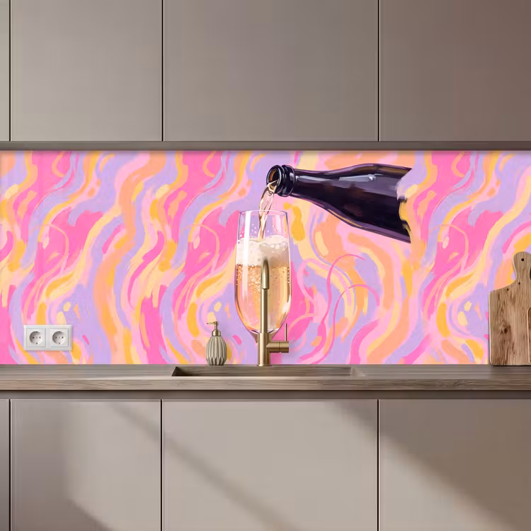 Kitchen splashback - Drink - Pouring - Party - Abstract - Pink — 1