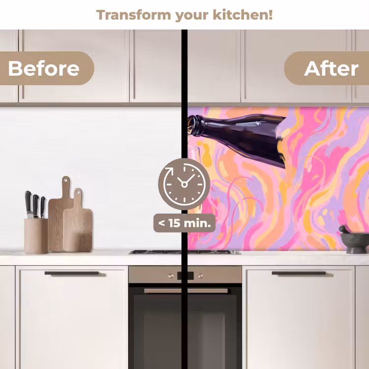 Kitchen splashback - Drink - Pouring - Party - Abstract - Pink — 3