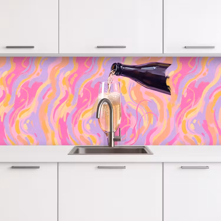 Kitchen splashback - Drink - Pouring - Party - Abstract - Pink — 4