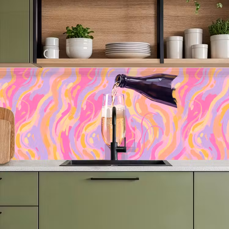Kitchen splashback - Drink - Pouring - Party - Abstract - Pink — 8