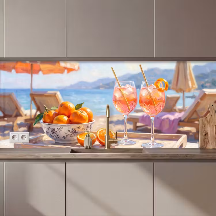 Kitchen splashback - Drinks - Glasses - Beach - Summer - Orange — 1