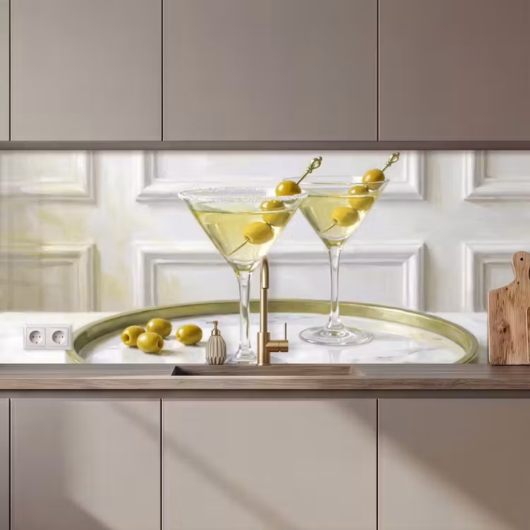 Kitchen splashback - Drinks - Martini - Olives - Modern - White — 1