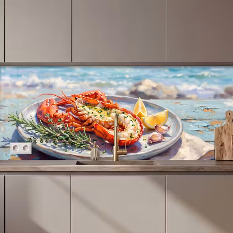 Kitchen splashback - Food - Sea - Coast - Modern - Blue — 1