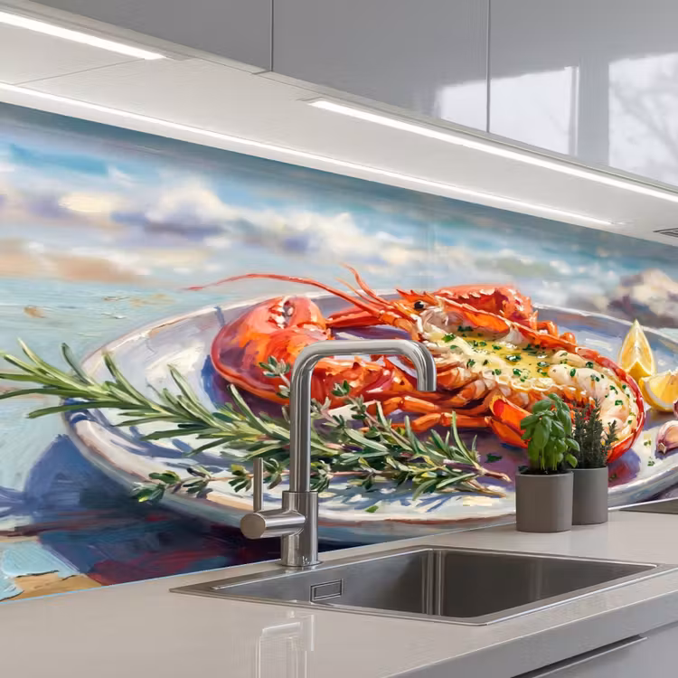 Kitchen splashback - Food - Sea - Coast - Modern - Blue — 2