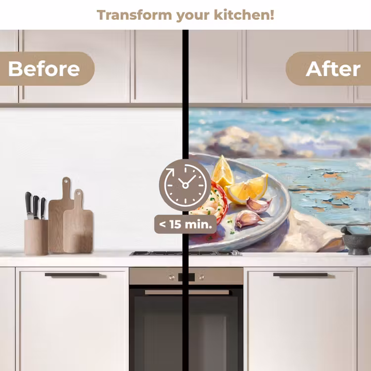 Kitchen splashback - Food - Sea - Coast - Modern - Blue — 3