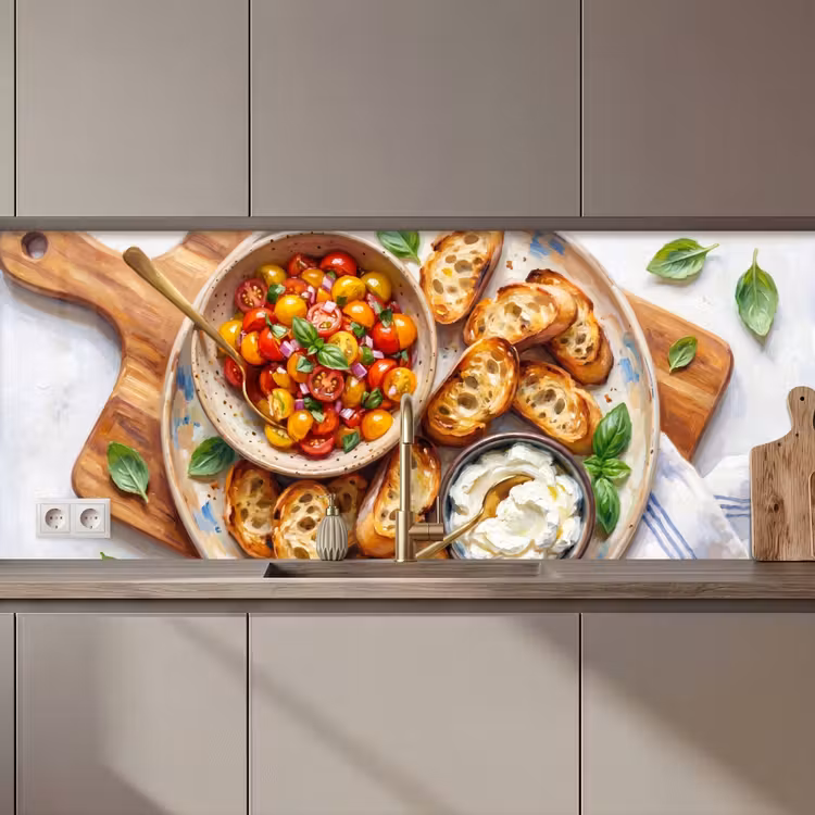 Kitchen splashback - Food - Tomato - Bread - Colorful - Kitchen — 1