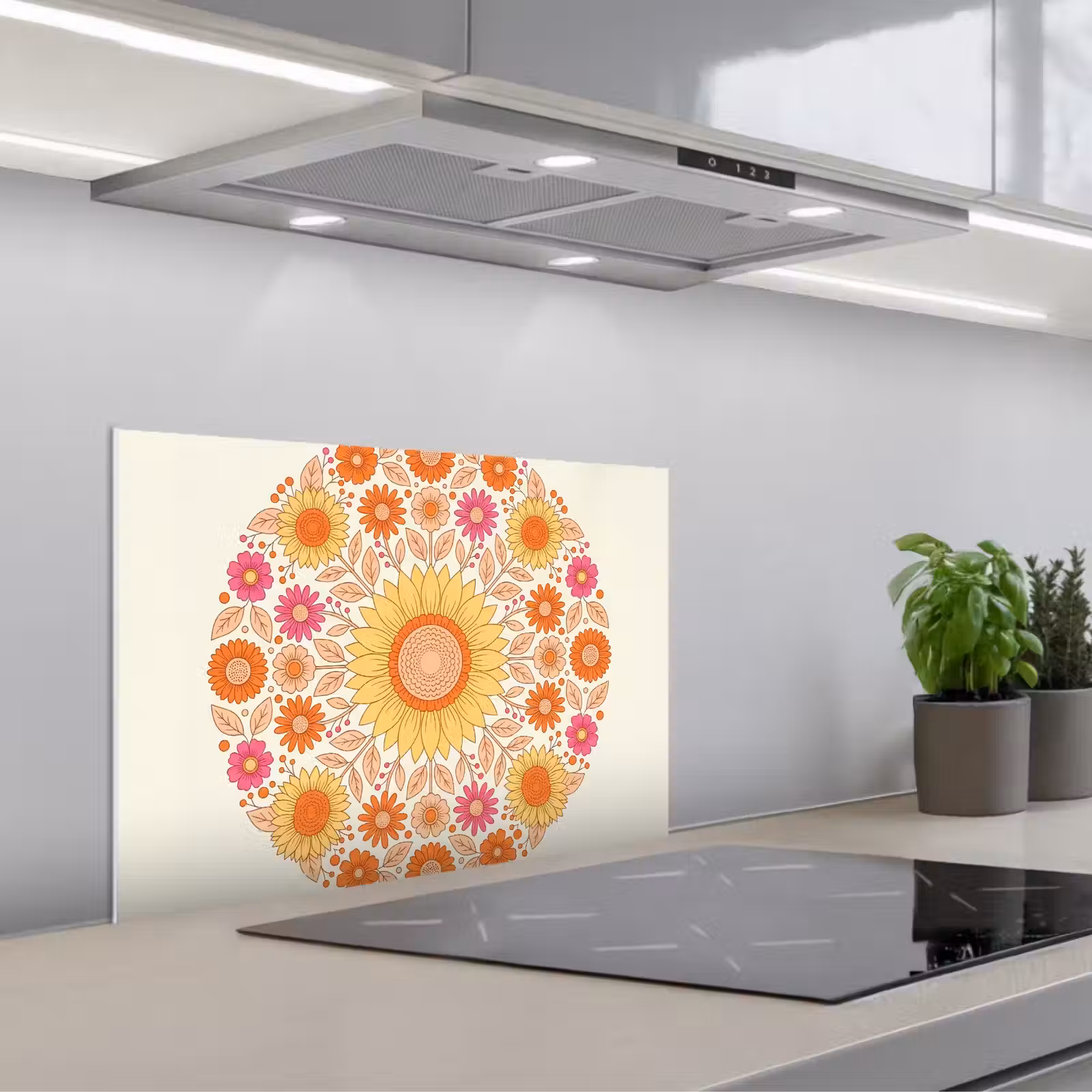 Kitchen splashback for hob - Flowers - Mandala - Pattern - Colorful — 1