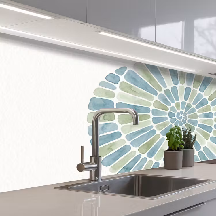 Kitchen splashback - Abstract - Spiral - Pattern - Modern - Blue-Green — 2
