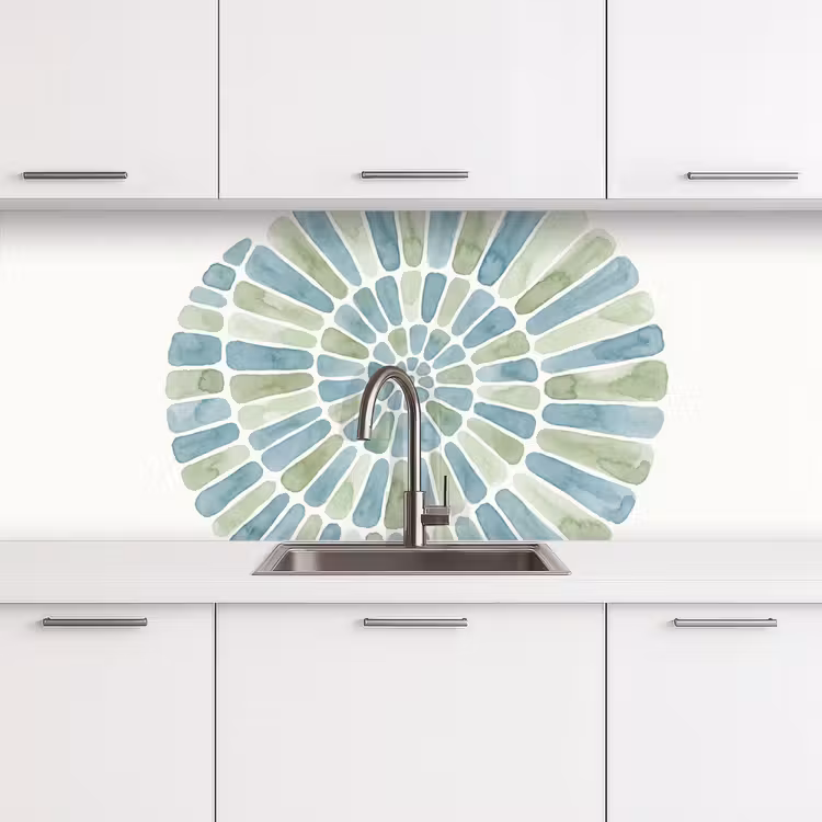 Kitchen splashback - Abstract - Spiral - Pattern - Modern - Blue-Green — 4