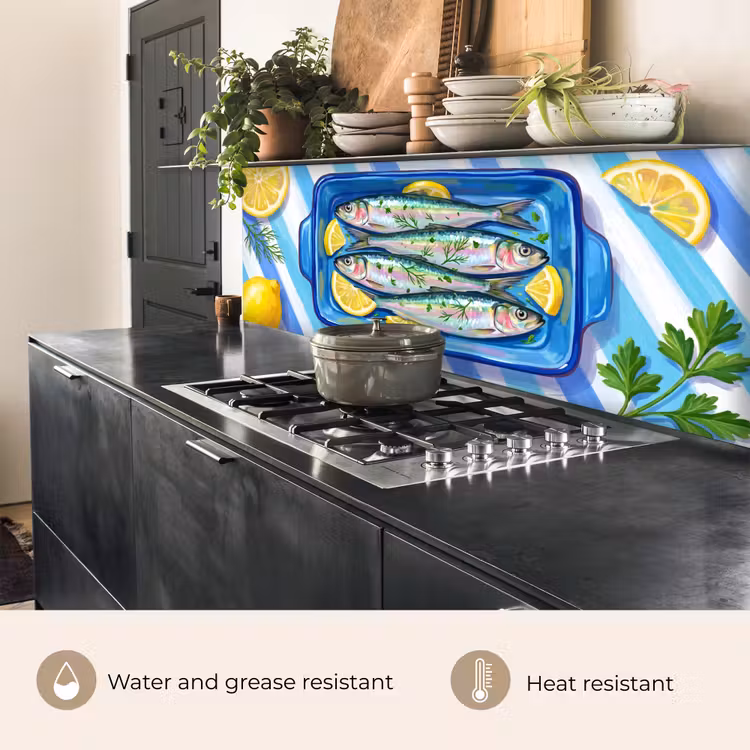 Kitchen splashback - Fish - Lemon - Herbs - Food - Blue — 5
