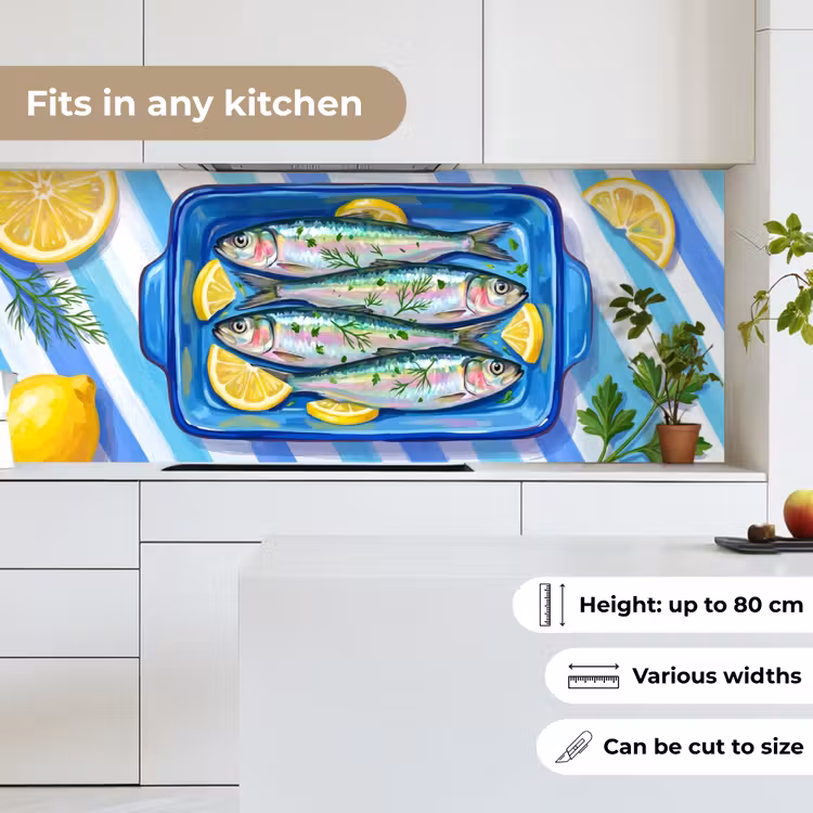 Kitchen splashback - Fish - Lemon - Herbs - Food - Blue — 7