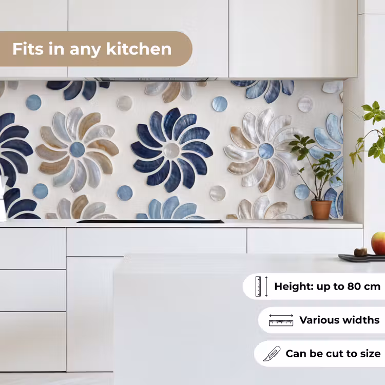 Kitchen splashback - Flowers - Mother-of-Pearl - Abstract - Pattern - Blue — 7