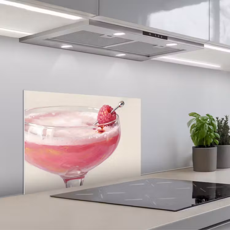 Kitchen splashback for hob - Cocktail - Raspberry - Drink - Modern - Pink — 1