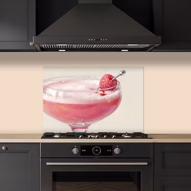 Kitchen splashback for hob - Cocktail - Raspberry - Drink - Modern - Pink — 5