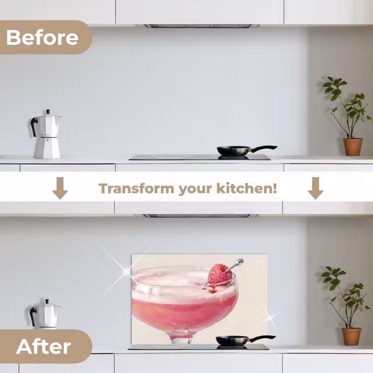 Kitchen splashback for hob - Cocktail - Raspberry - Drink - Modern - Pink — 7