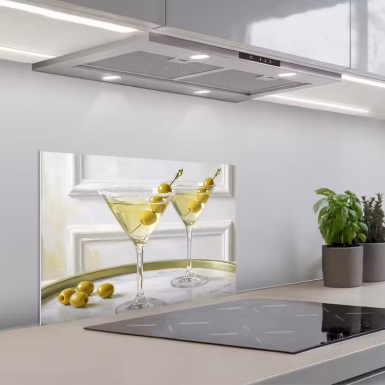 Kitchen splashback for hob - Drinks - Martini - Olives - Modern - White — 1
