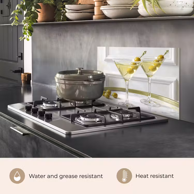 Kitchen splashback for hob - Drinks - Martini - Olives - Modern - White — 2