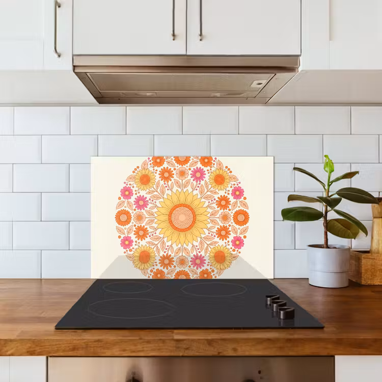 Kitchen splashback for hob - Flowers - Mandala - Pattern - Colorful — 3
