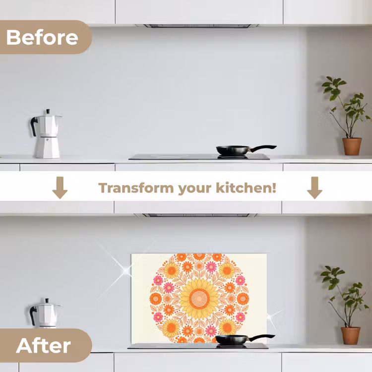 Kitchen splashback for hob - Flowers - Mandala - Pattern - Colorful — 7