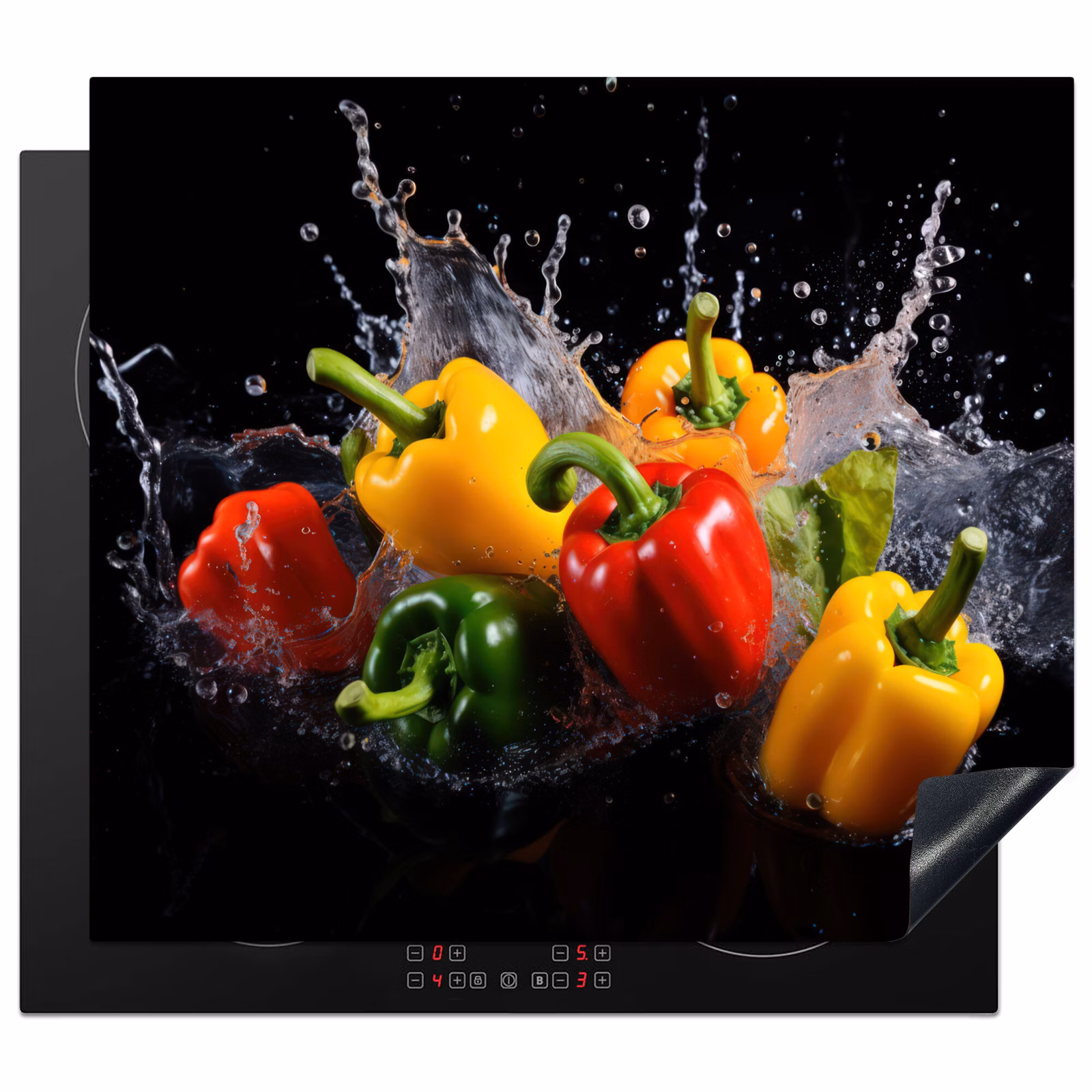 Induction hob cover - Bell pepper - Black - Water - Red - Yellow — 1