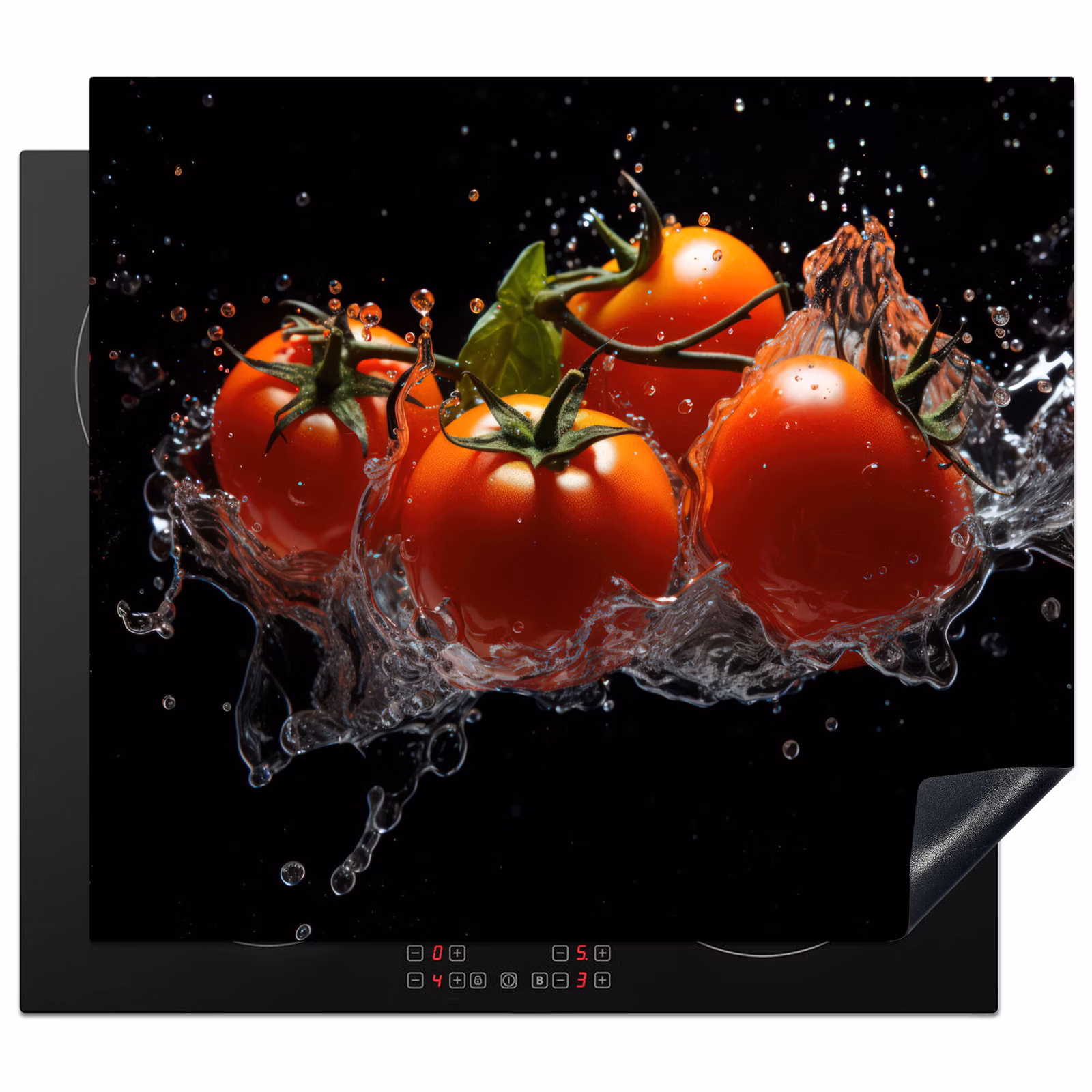 Induction hob cover - Tomatoes - Black - Water - Red - Vegetable — 1