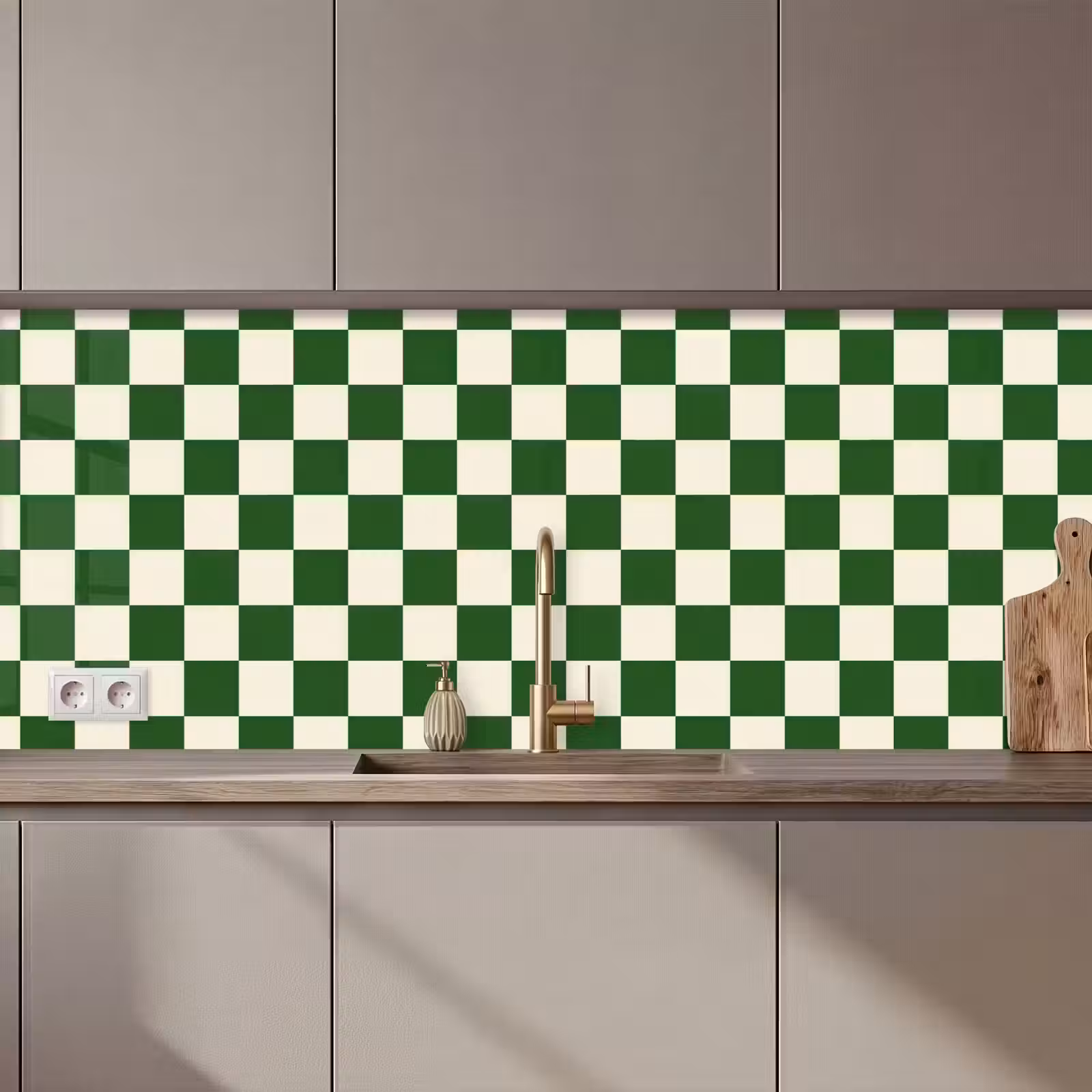 Kitchen splashback - Chessboard - Pattern - Green — 1