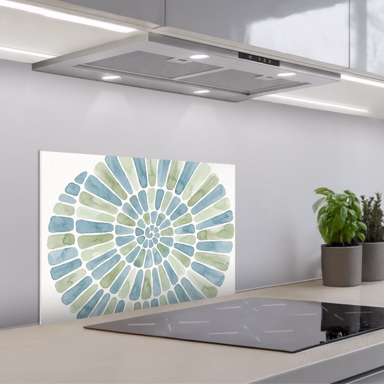 Kitchen splashback for hob - Abstract - Spiral - Pattern - Modern - Blue-Green — 1