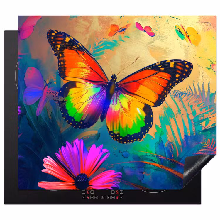 Induction hob cover - Butterfly - Plants - Colorful - Pink - Flowers — 1