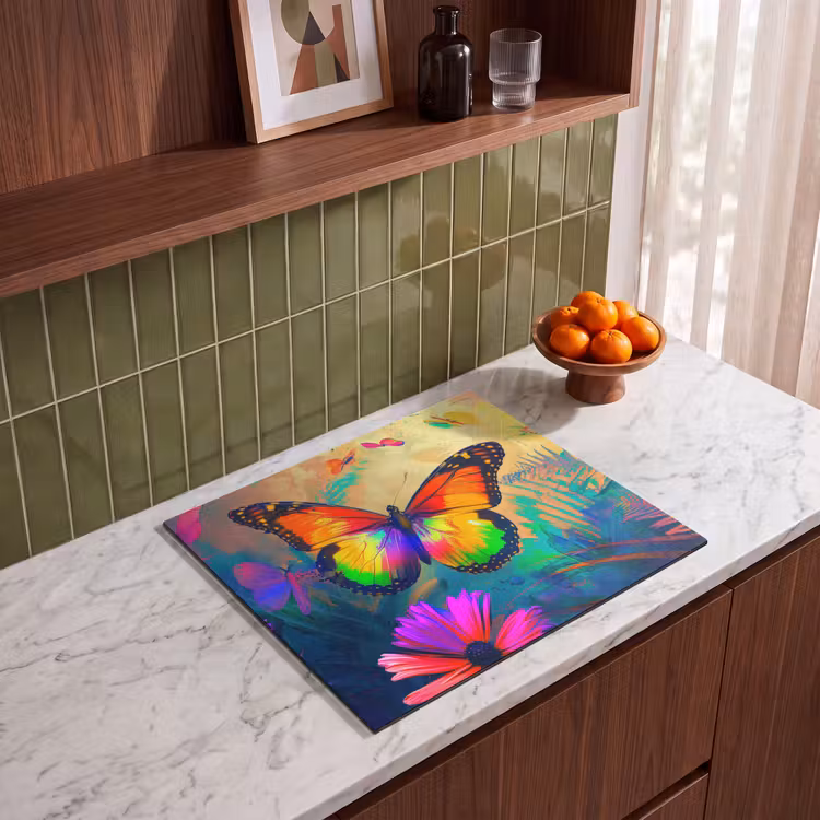 Induction hob cover - Butterfly - Plants - Colorful - Pink - Flowers — 4