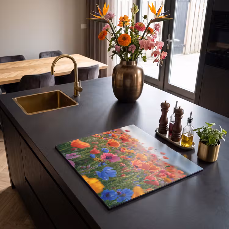 Induction hob cover - Flowers - Colorful - Field of flowers - Plants - Orange — 2