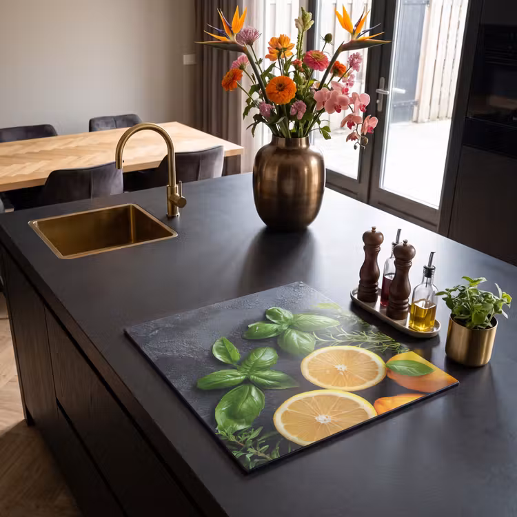 Induction hob cover - Fruit - Gray - Concrete - Orange - Plants — 2