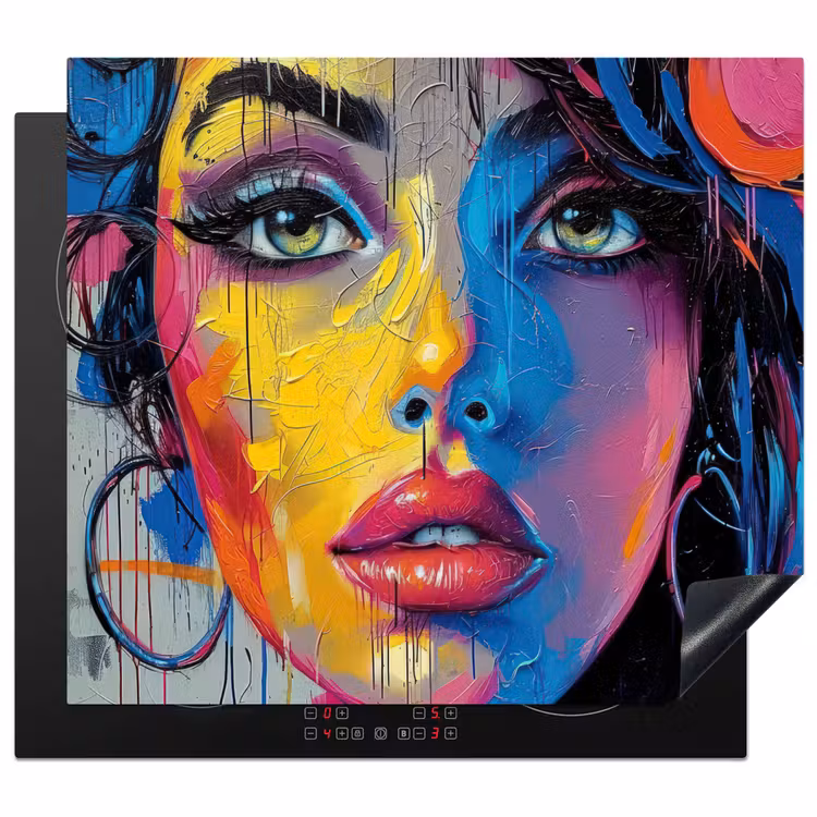 Induction hob cover - Graffiti - Woman - Colorful - Street art - Pop art — 1