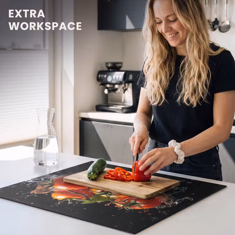 Induction hob cover - Tomatoes - Black - Water - Red - Vegetable — 7