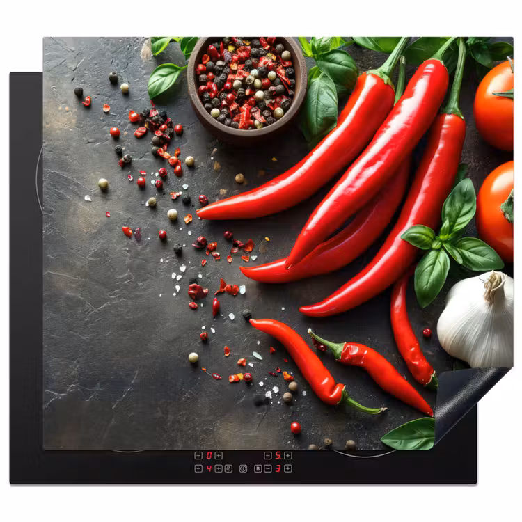 Induction hob cover - Vegetable - Pepper - Red - Gray - Concrete — 1