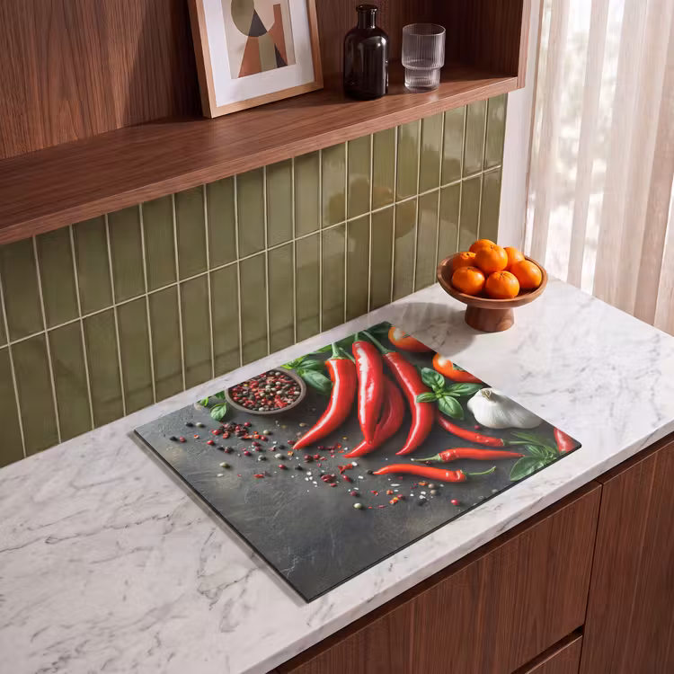 Induction hob cover - Vegetable - Pepper - Red - Gray - Concrete — 4