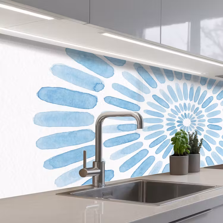 Kitchen splashback - Abstract - Shapes - Art - Watercolor - Blue — 2