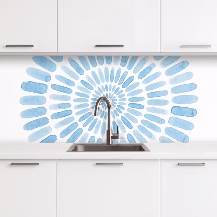 Kitchen splashback - Abstract - Shapes - Art - Watercolor - Blue — 4